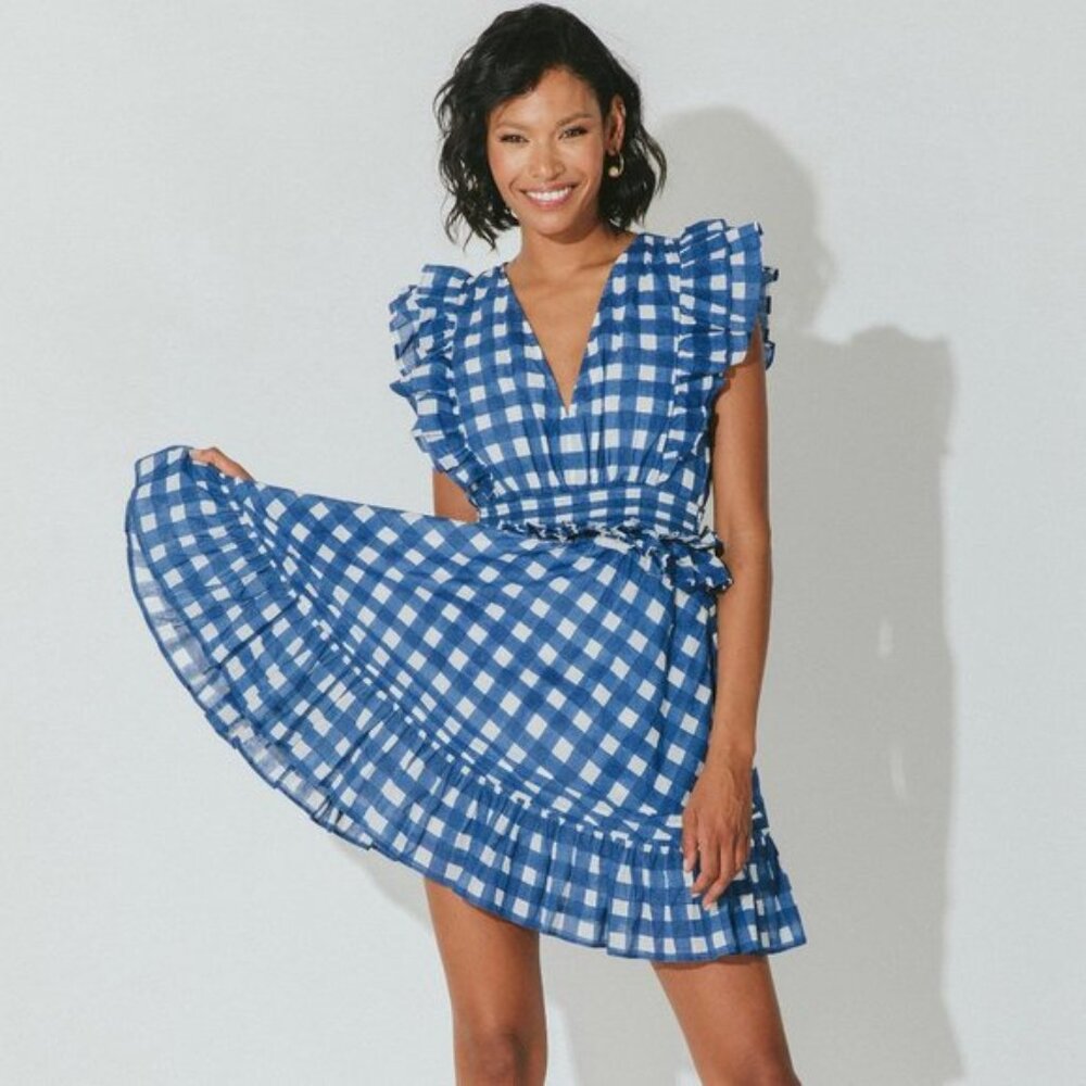 NWT Cleobella  Benny Mini Dress, Painterly Gingham - Small